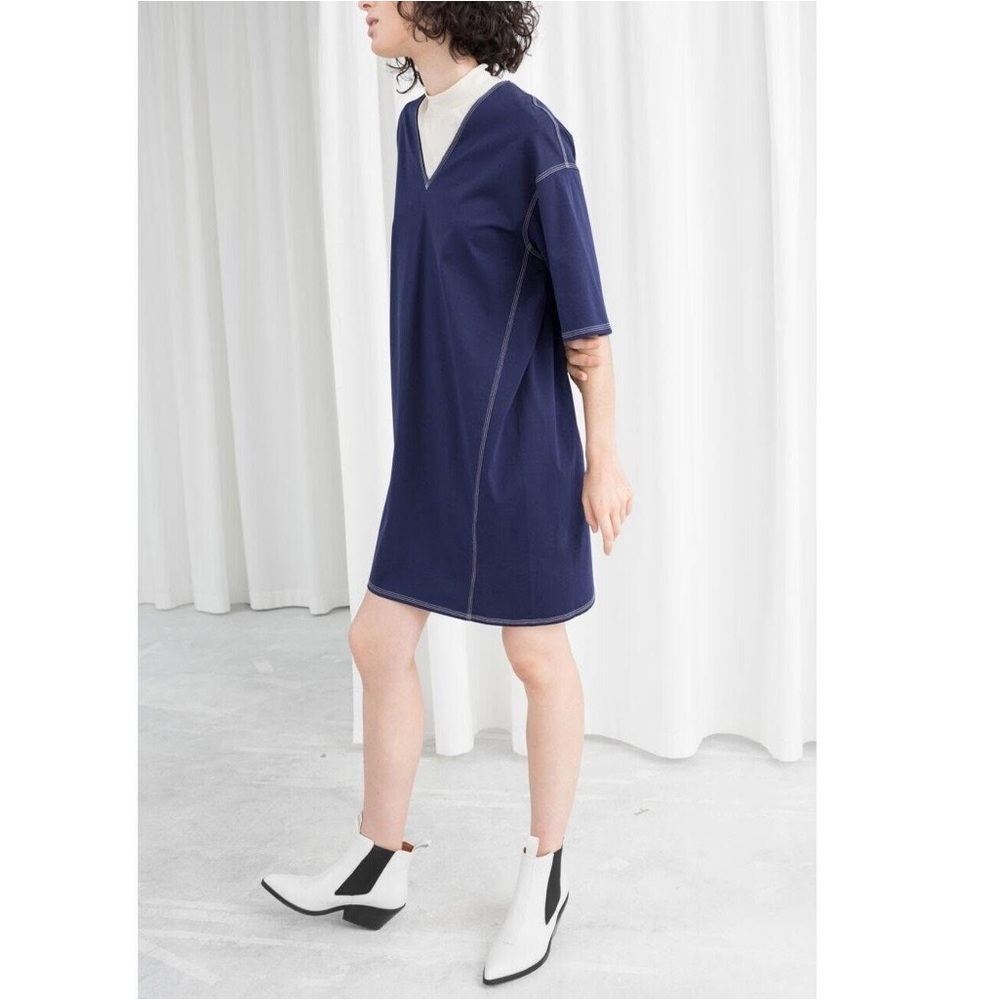 & Other Stories contrast seam cotton t-shirt dress